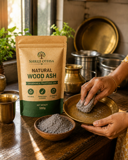 SHRIJI OTHSA  Natural Wood Ash Fertilizer for Plants, Premium Quality Firewood Ash, 500/1000 Grams (500 Grams)