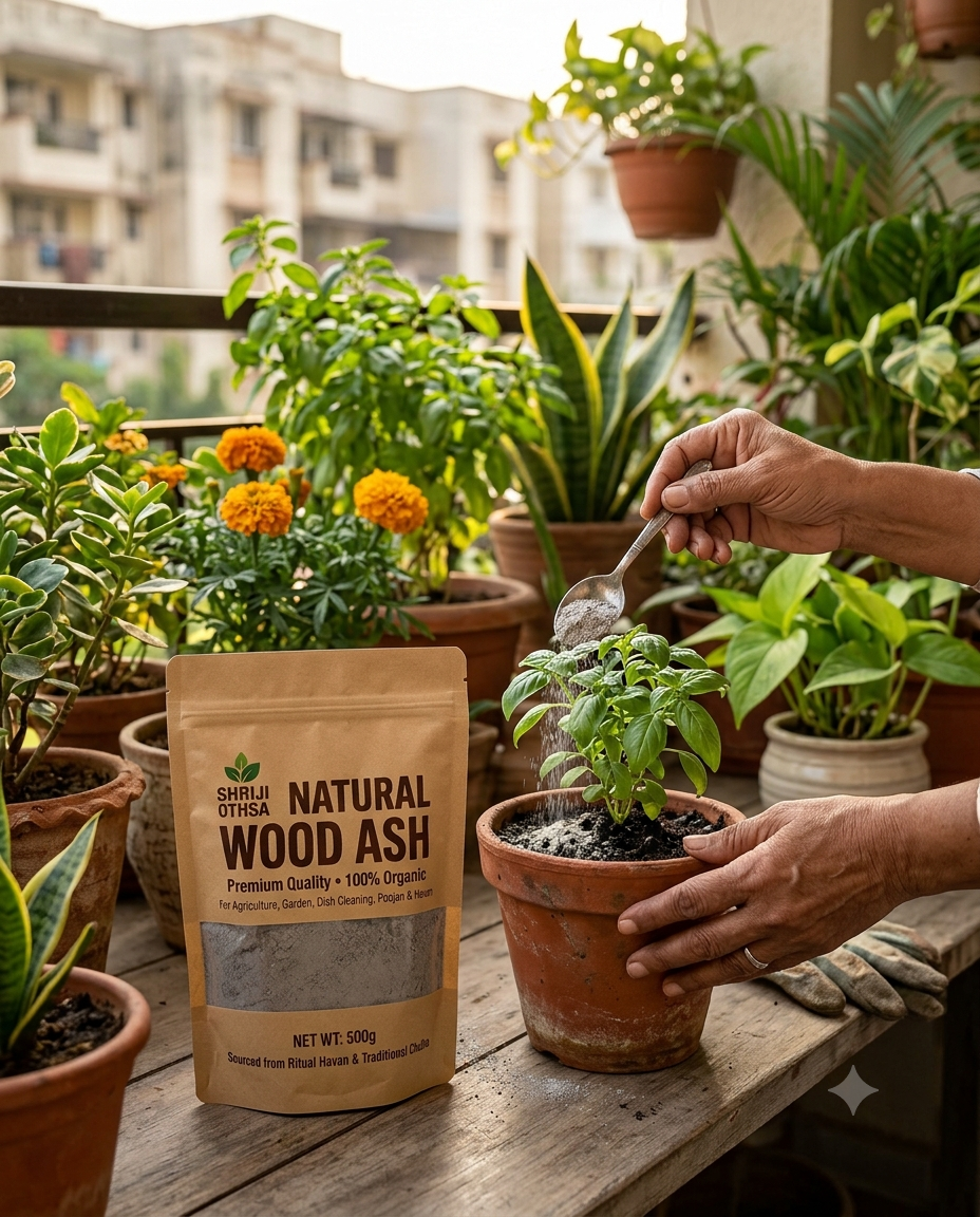 SHRIJI OTHSA  Natural Wood Ash Fertilizer for Plants, Premium Quality Firewood Ash, 500/1000 Grams (500 Grams)
