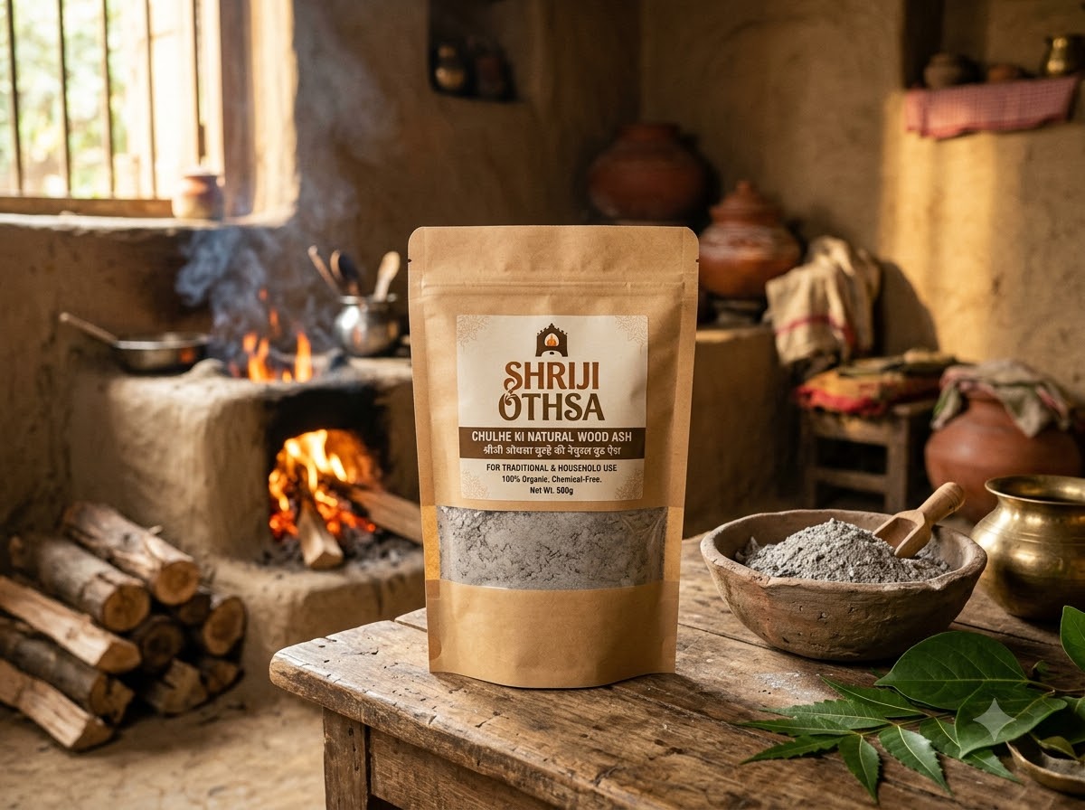 SHRIJI OTHSA  Natural Wood Ash Fertilizer for Plants, Premium Quality Firewood Ash, 500/1000 Grams (500 Grams)